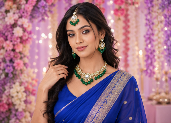Bollywood désigner mariage sari parure vert 3 pièces