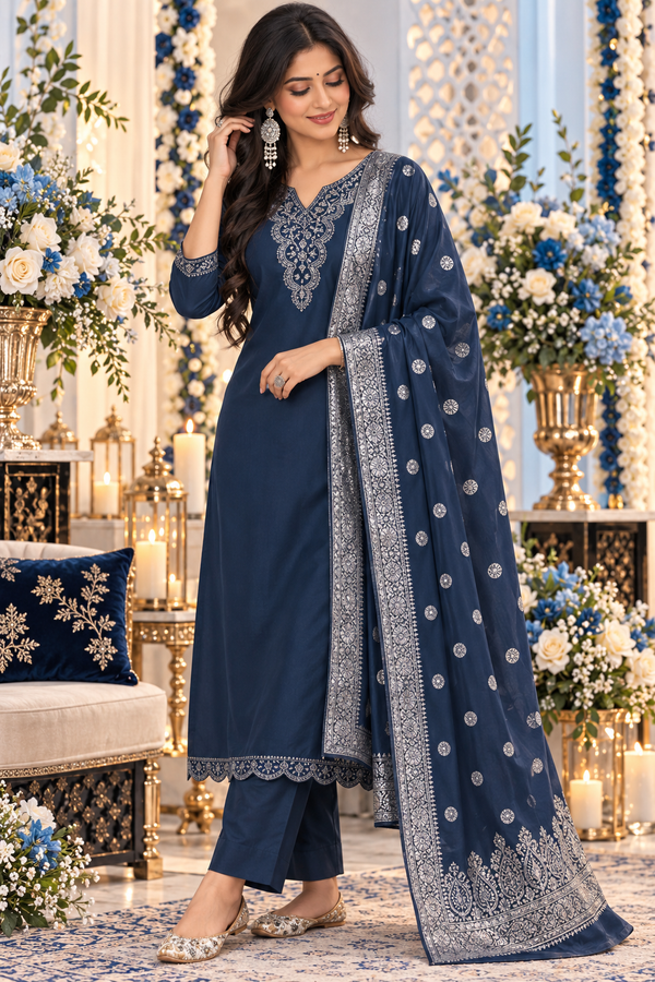 Bollywood design blue salwar kameez size M 3-piece