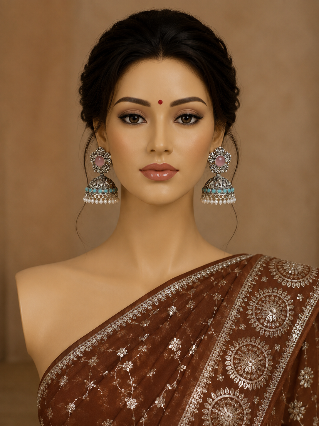 Bollywood désigner boucles d’oreilles 2 paires en rose Image secondaire du produit