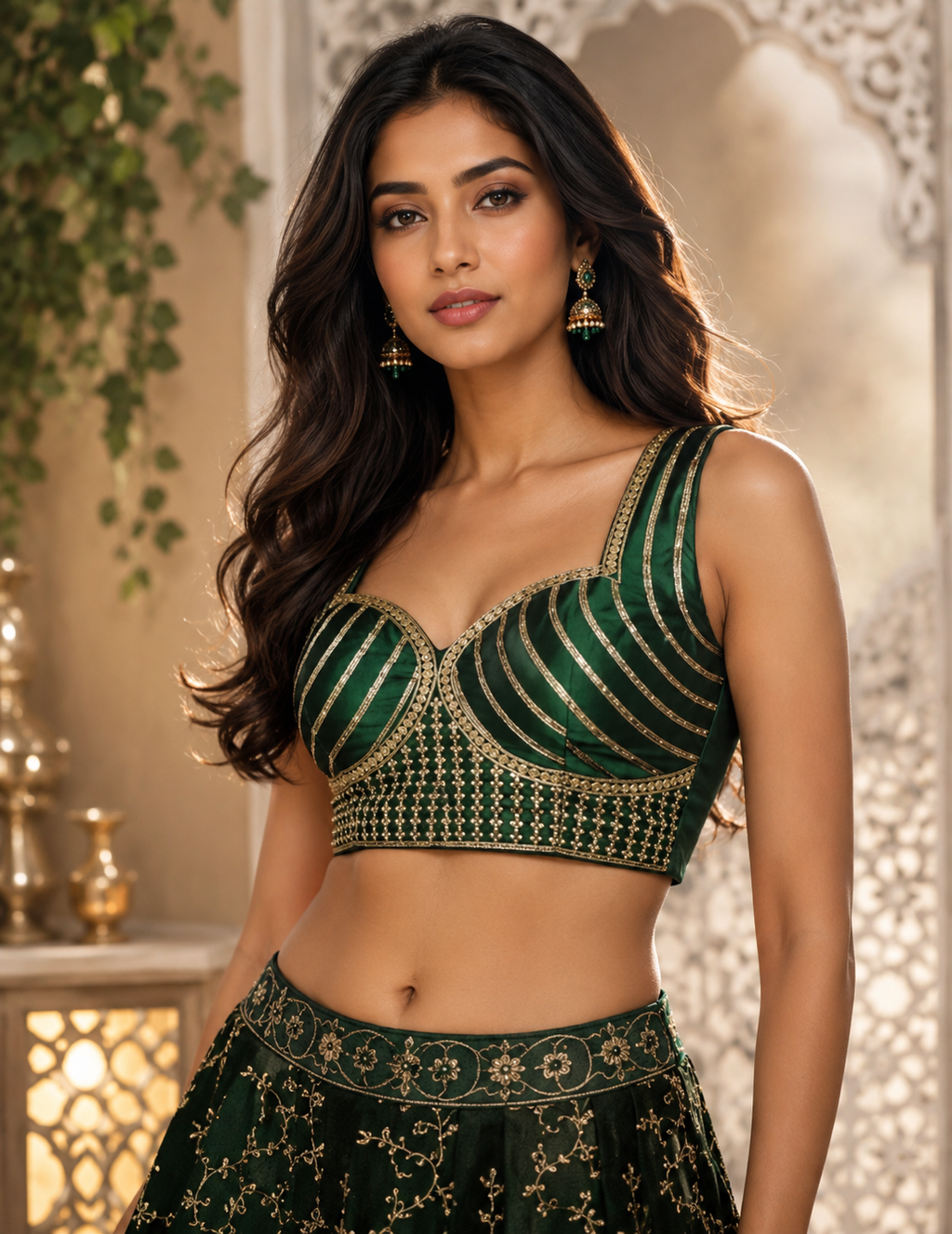 Bollywood désigner mariage sari blouse vert taille 38/40
