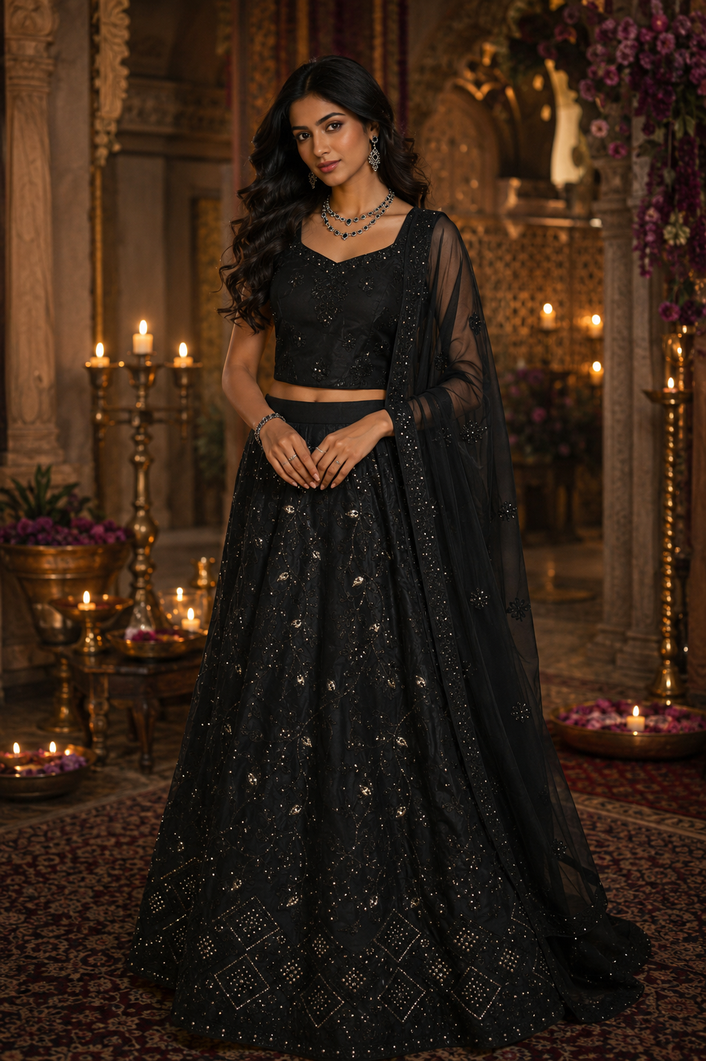 Bollywood designer black lehenga choli size 38/42 3 pieces