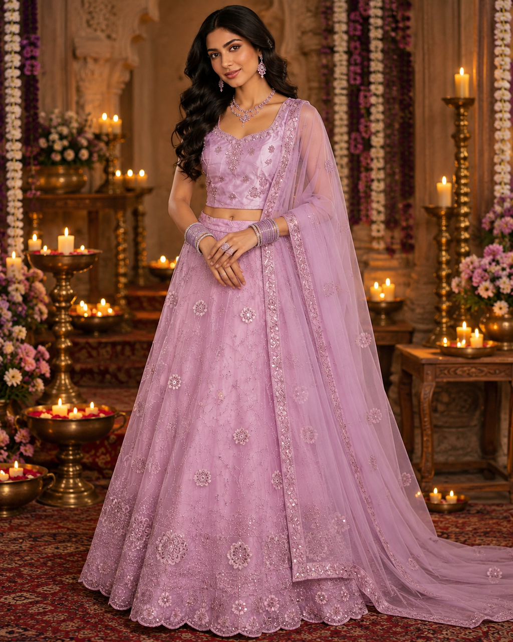 Bollywood désigner mariage lehanga choli rose taille 36/42