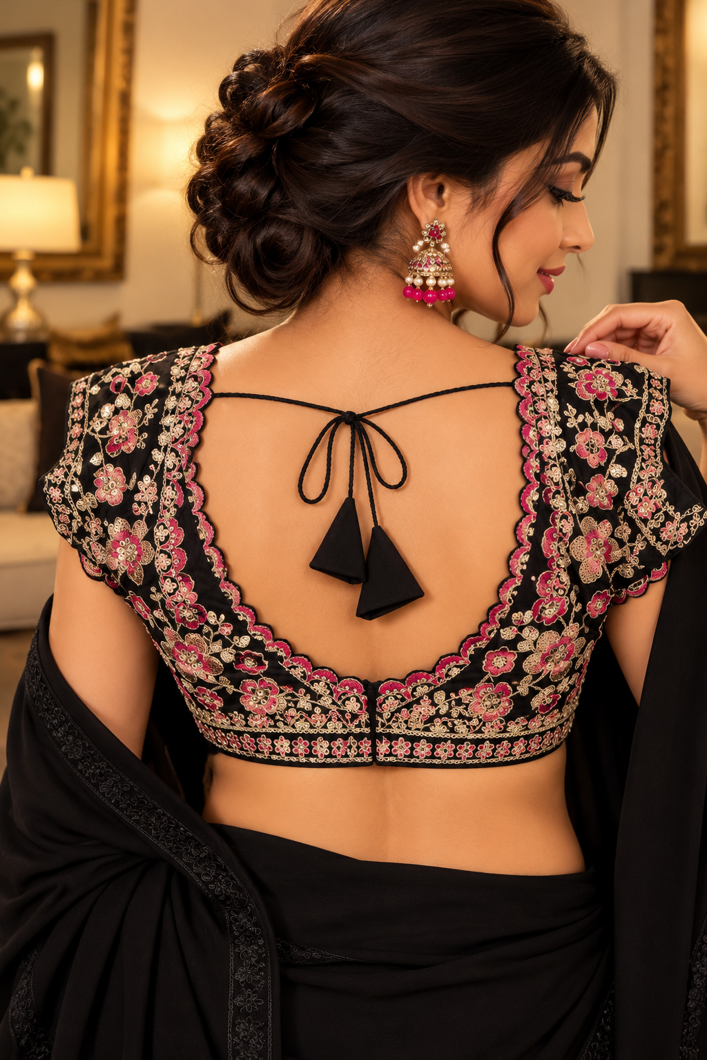 Indian désigner sari blouse noir taille 36/38