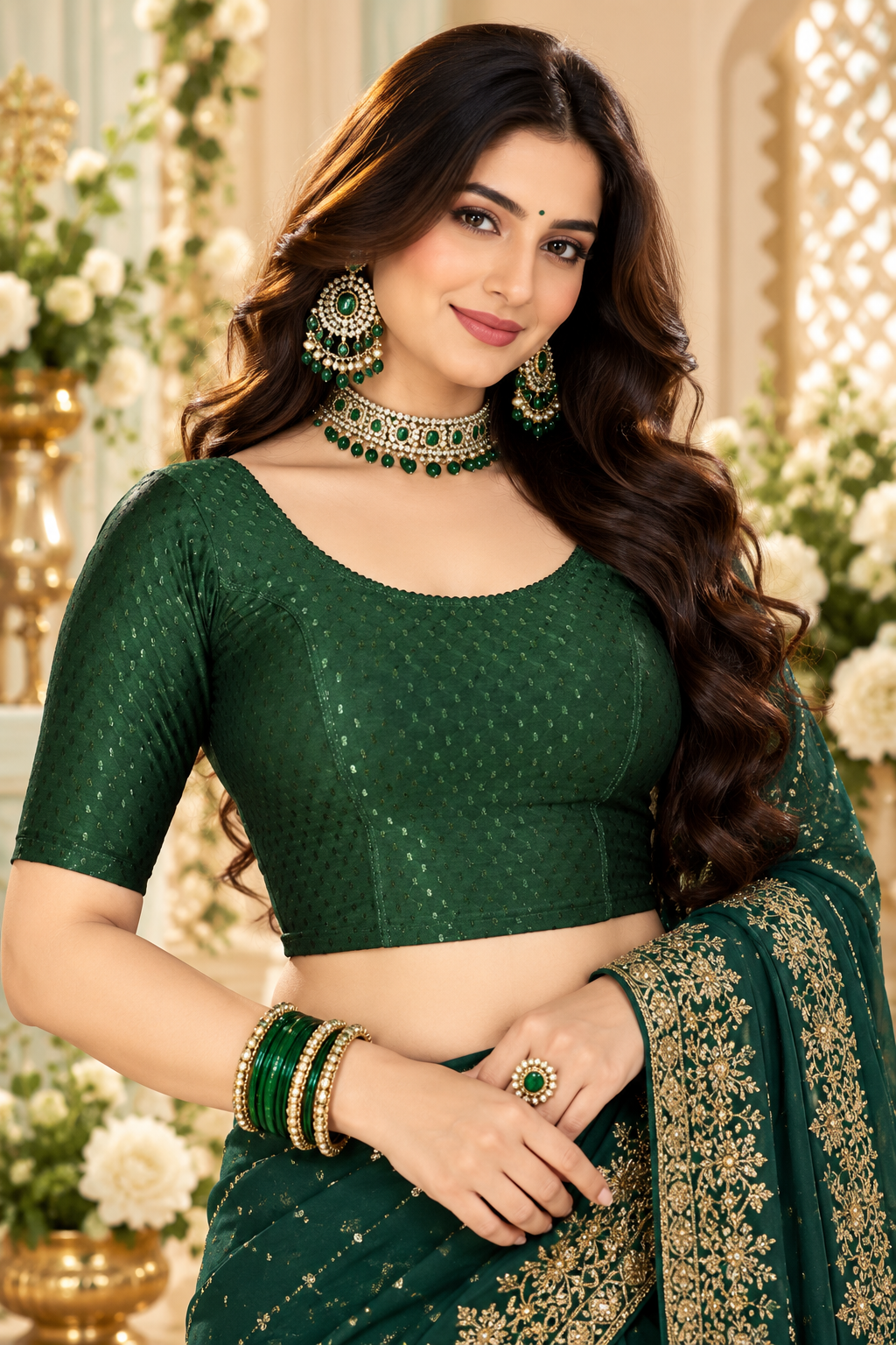 Indian sari vert taille 40/44 élasthanne Main image