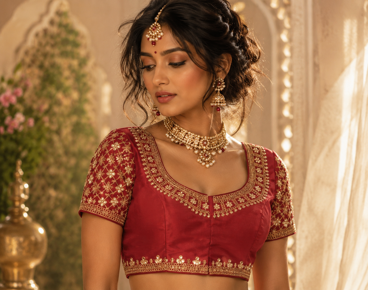 Bollywood designer wedding red sari blouse size 38/40