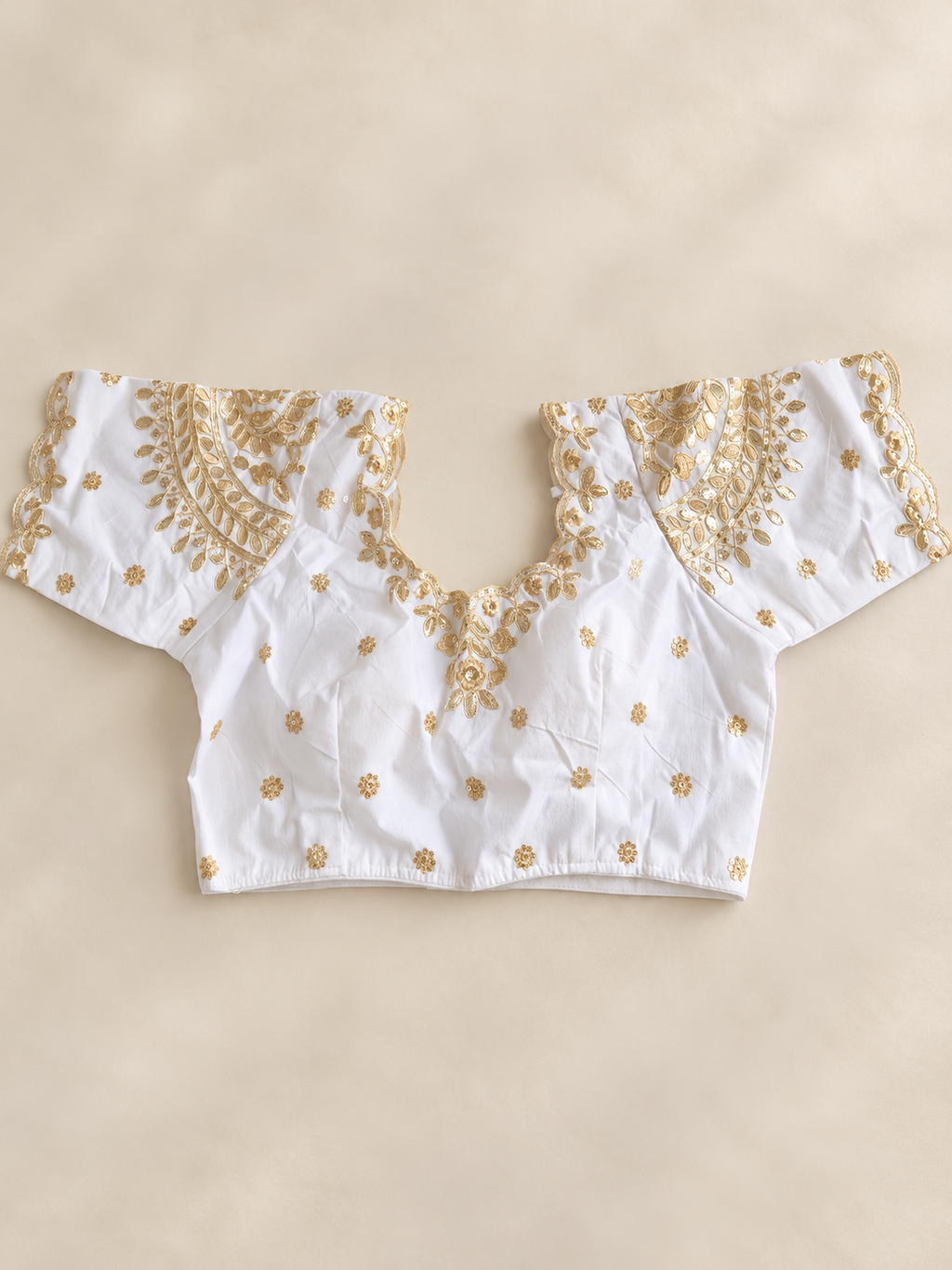Indian désigner sari blouse blanc et doré taille 38/40