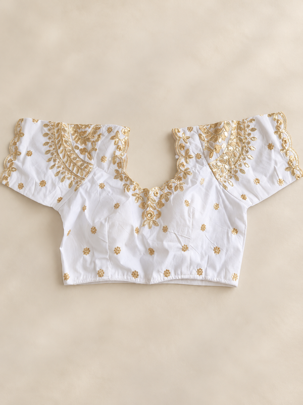 Indian désigner sari blouse blanc et doré taille 38/40