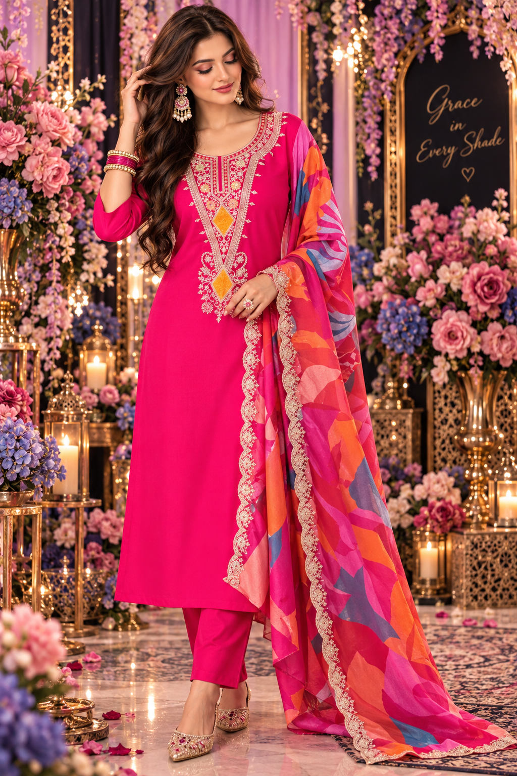 Bollywood désigner mariage salwar kameez rose taille 2xl