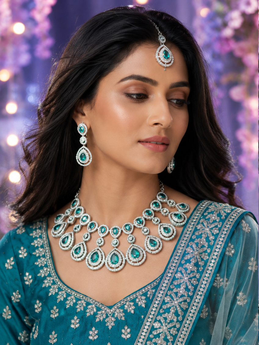 Bollywood désigner mariage sari parure bleu 3 pièces
