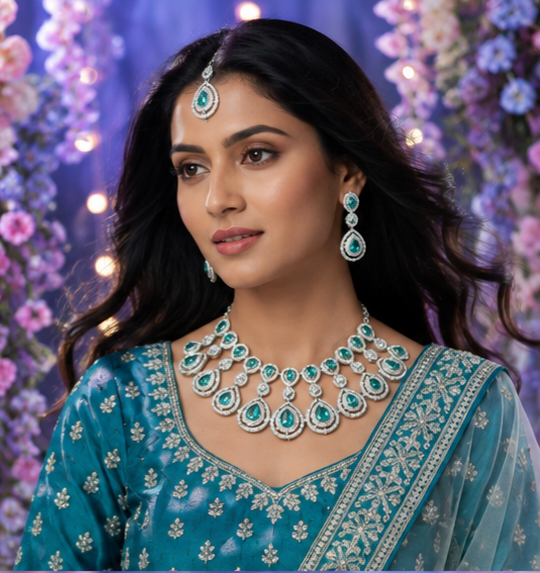 Bollywood désigner mariage sari parure bleu 3 pièces