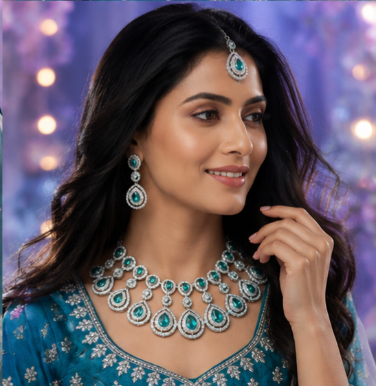 Bollywood désigner mariage sari parure bleu 3 pièces