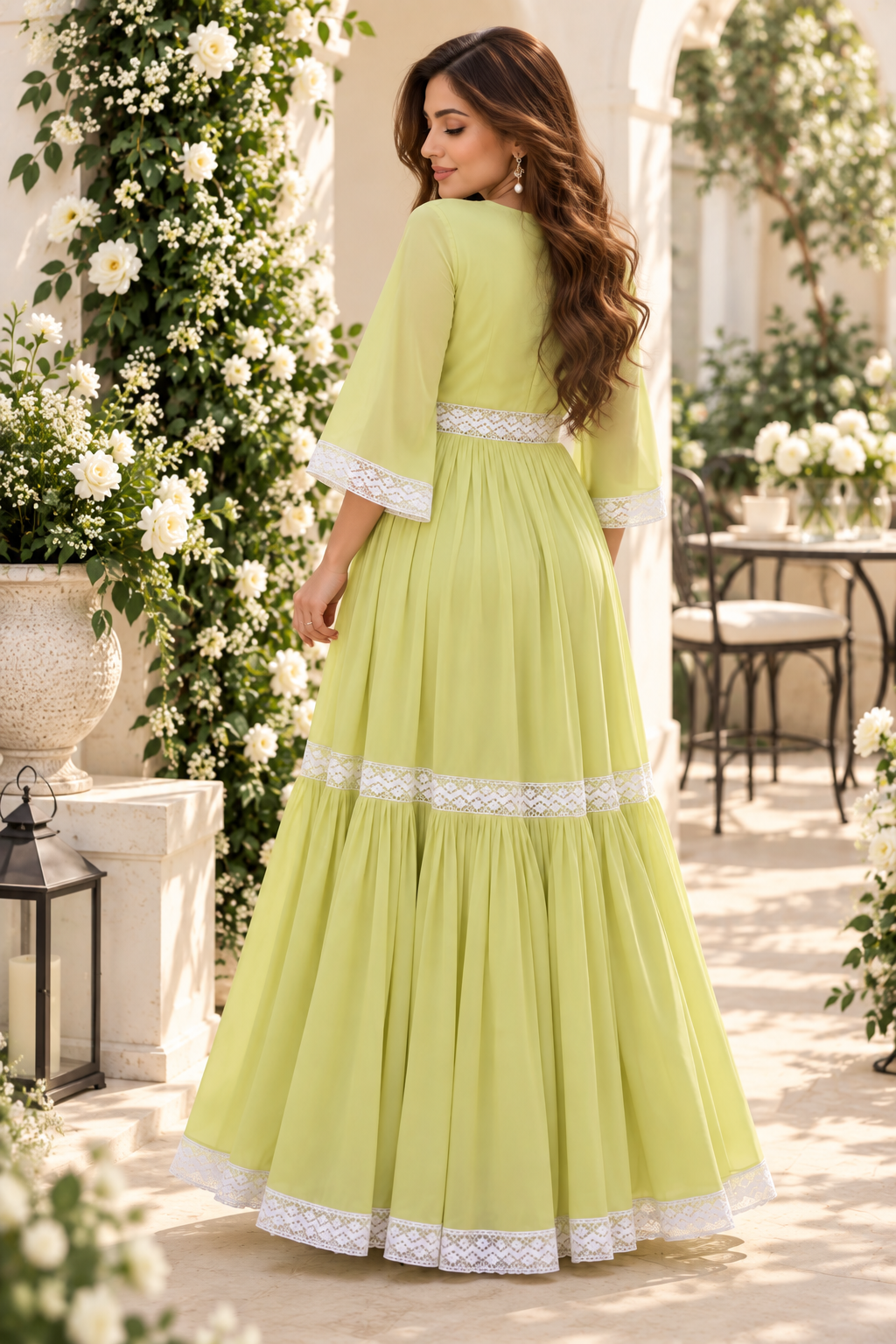 Bollywood désigner magnifique robe vert blanc taille Xl