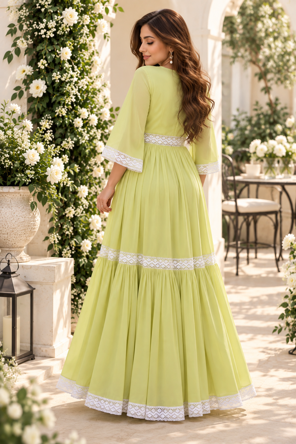 Bollywood désigner magnifique robe vert blanc taille Xl