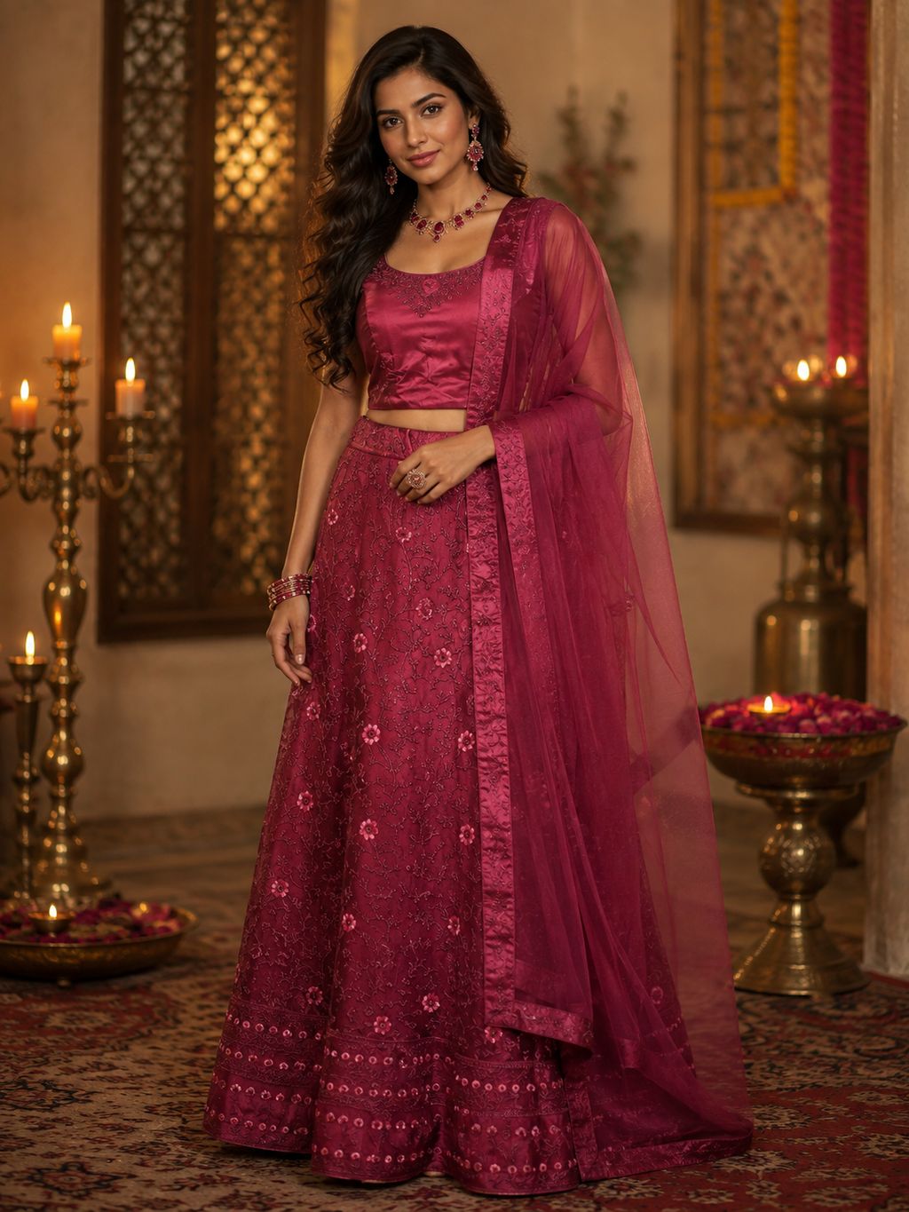 Bollywood désigner mariage lehanga choli rouge taille 38/42