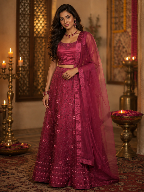 Bollywood désigner mariage lehanga choli rouge taille 38/42