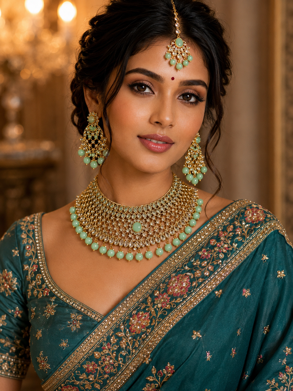 Bollywood désigner mariage parure 3 pièces vert