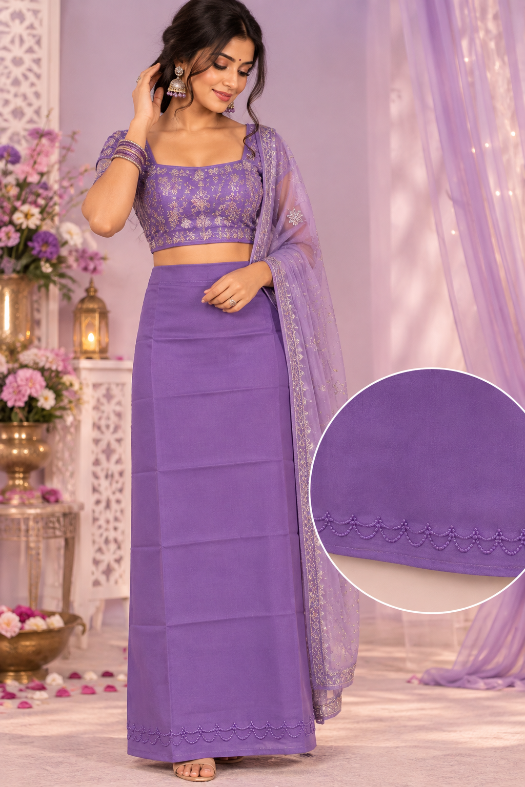 Bollywood désigner sari jupon violet taille 34/44 Image principale du produit