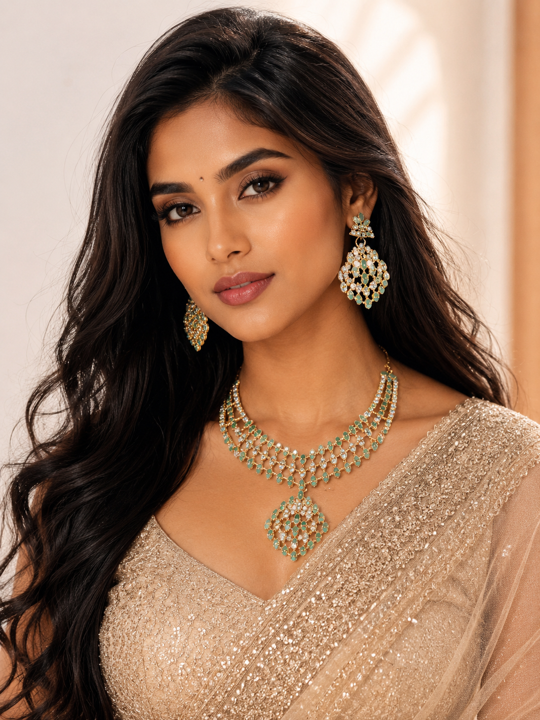 Bollywood désigner mariage parure vert 2 pièces Image principale du produit