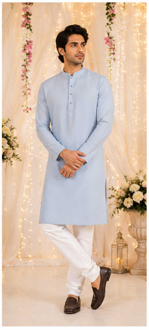 Indan kurta homme bleu et blanc taille M