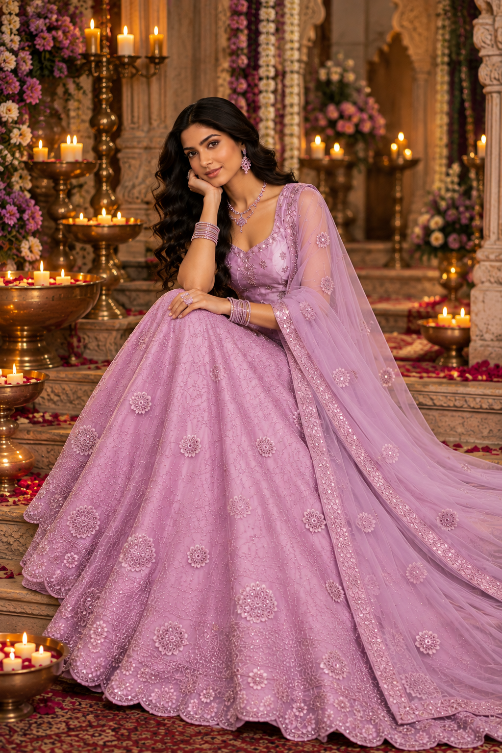 Bollywood désigner mariage lehanga choli rose taille 36/42 Image principale du produit