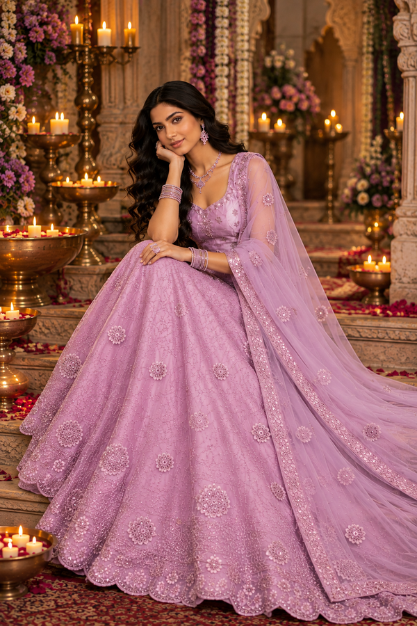 Bollywood désigner mariage lehanga choli rose taille 36/42