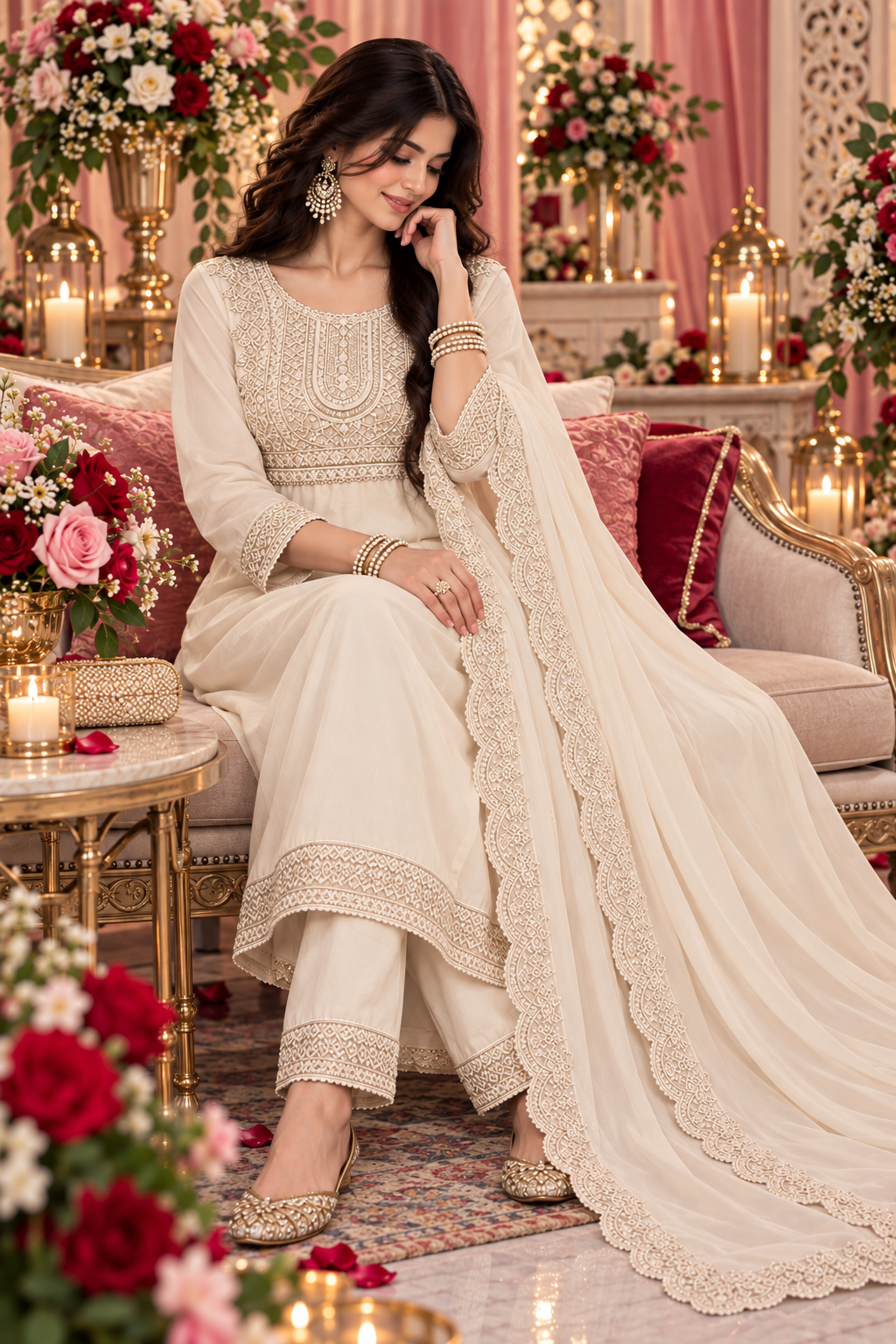 Bollywood désigner salwar kameez blanc taille XL