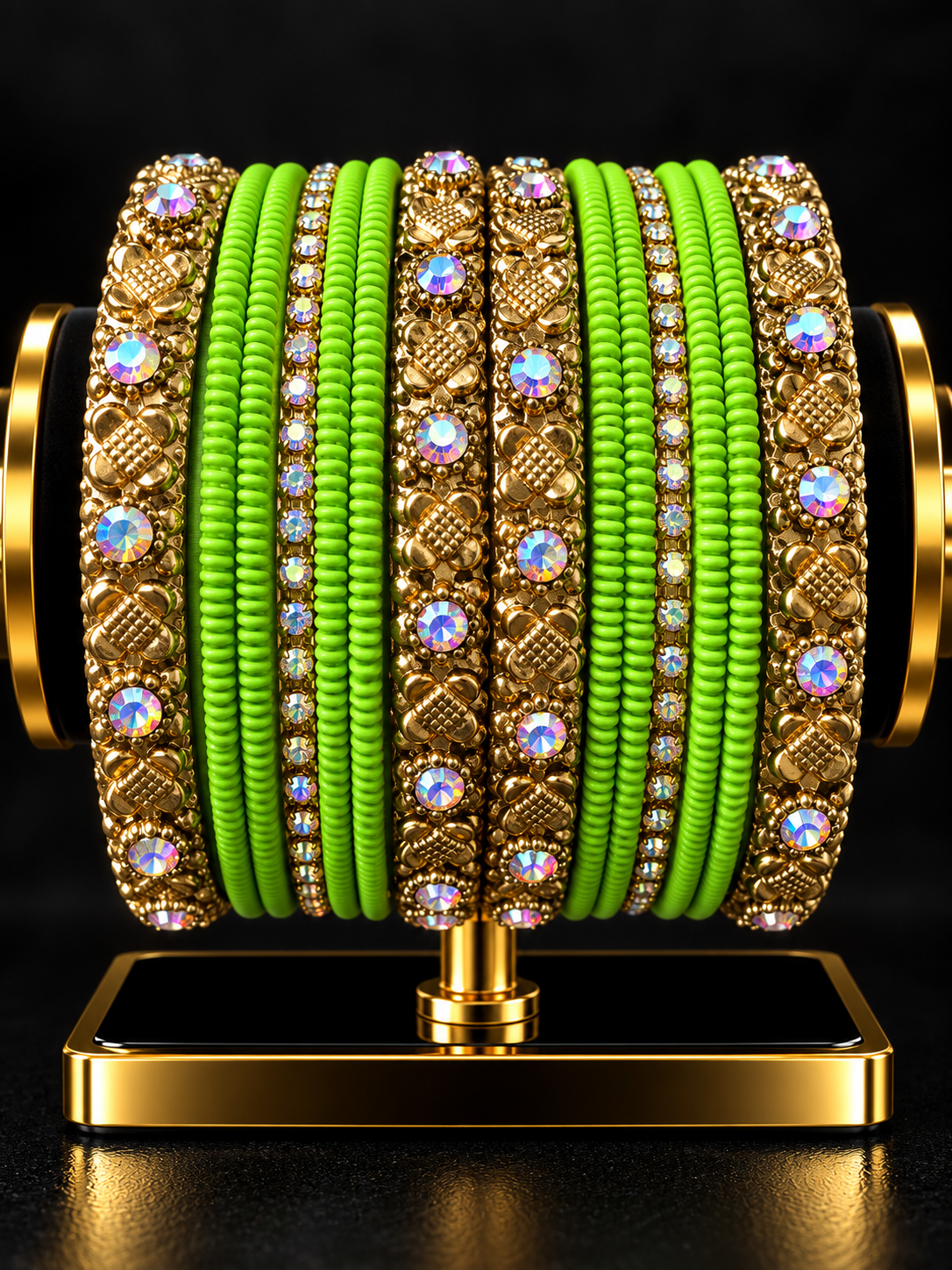Green and gold Indian bracelet size 2.8