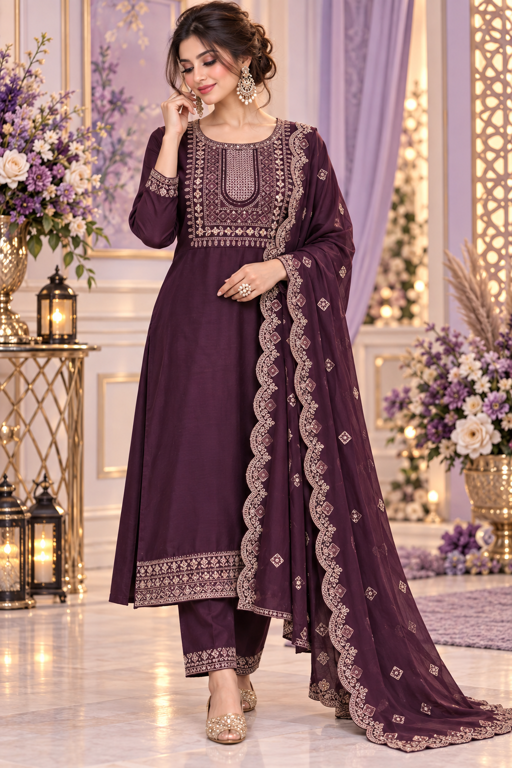 Bollywood désigner mariage salwar kameez violet taille xl