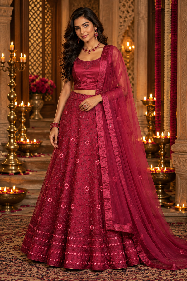 Bollywood désigner mariage lehanga choli rouge taille 38/42