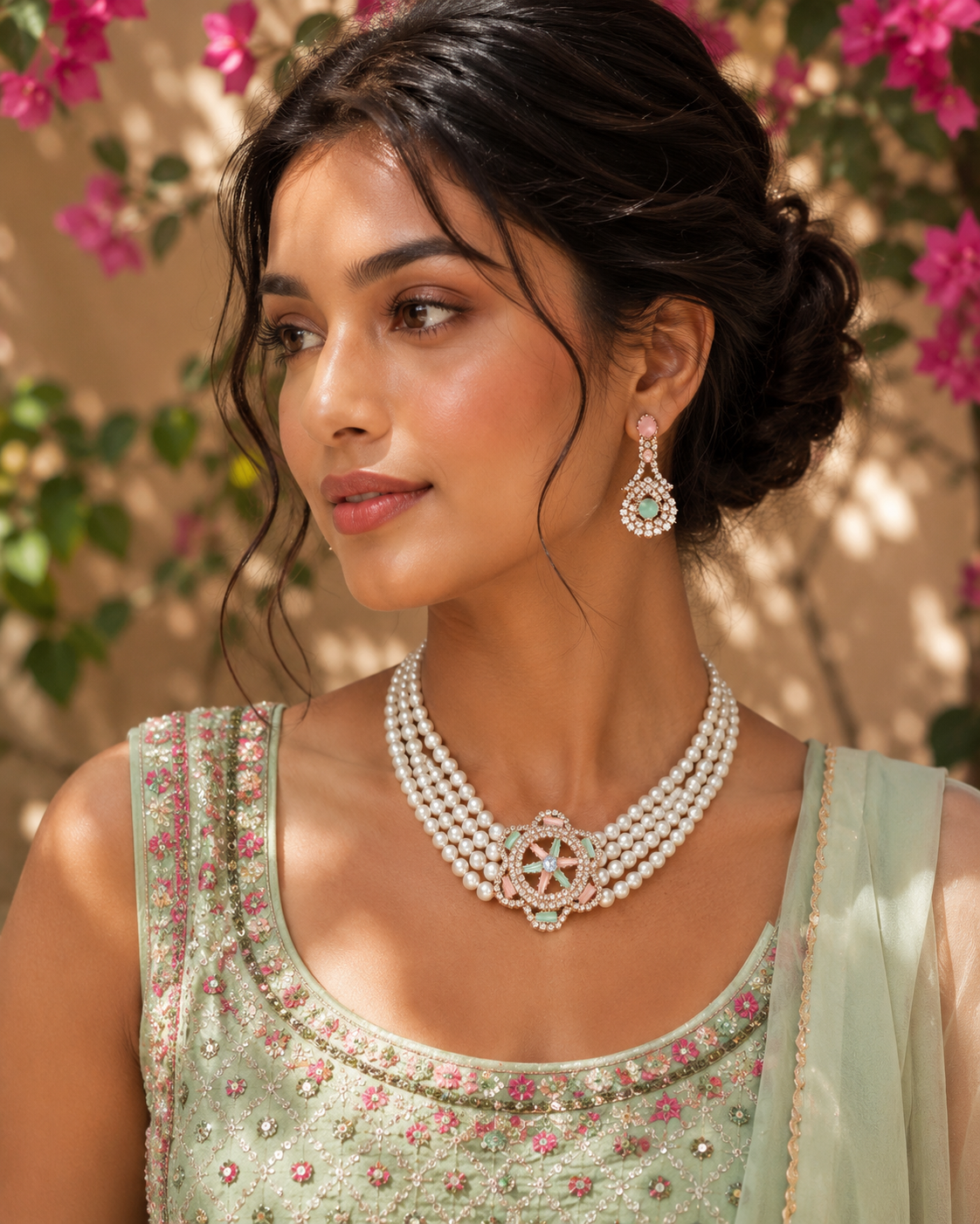 Bollywood désigner mariage parure blanc avec des perles