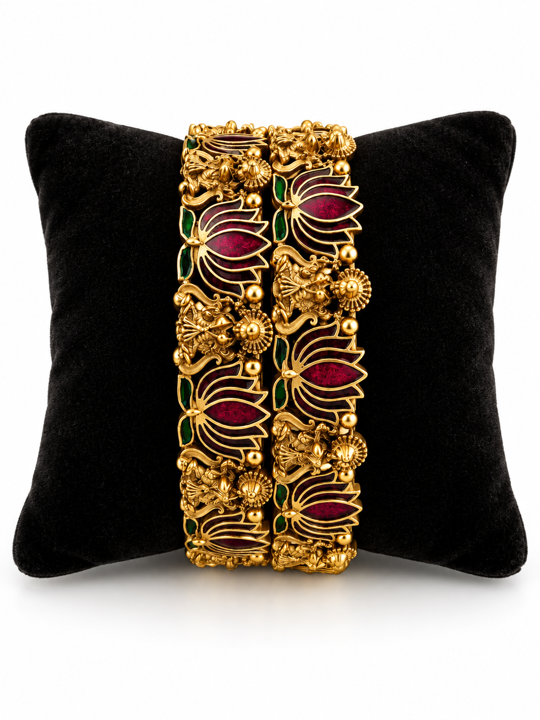 Indian temple lakshmi bracelet rose vert taille 2.8