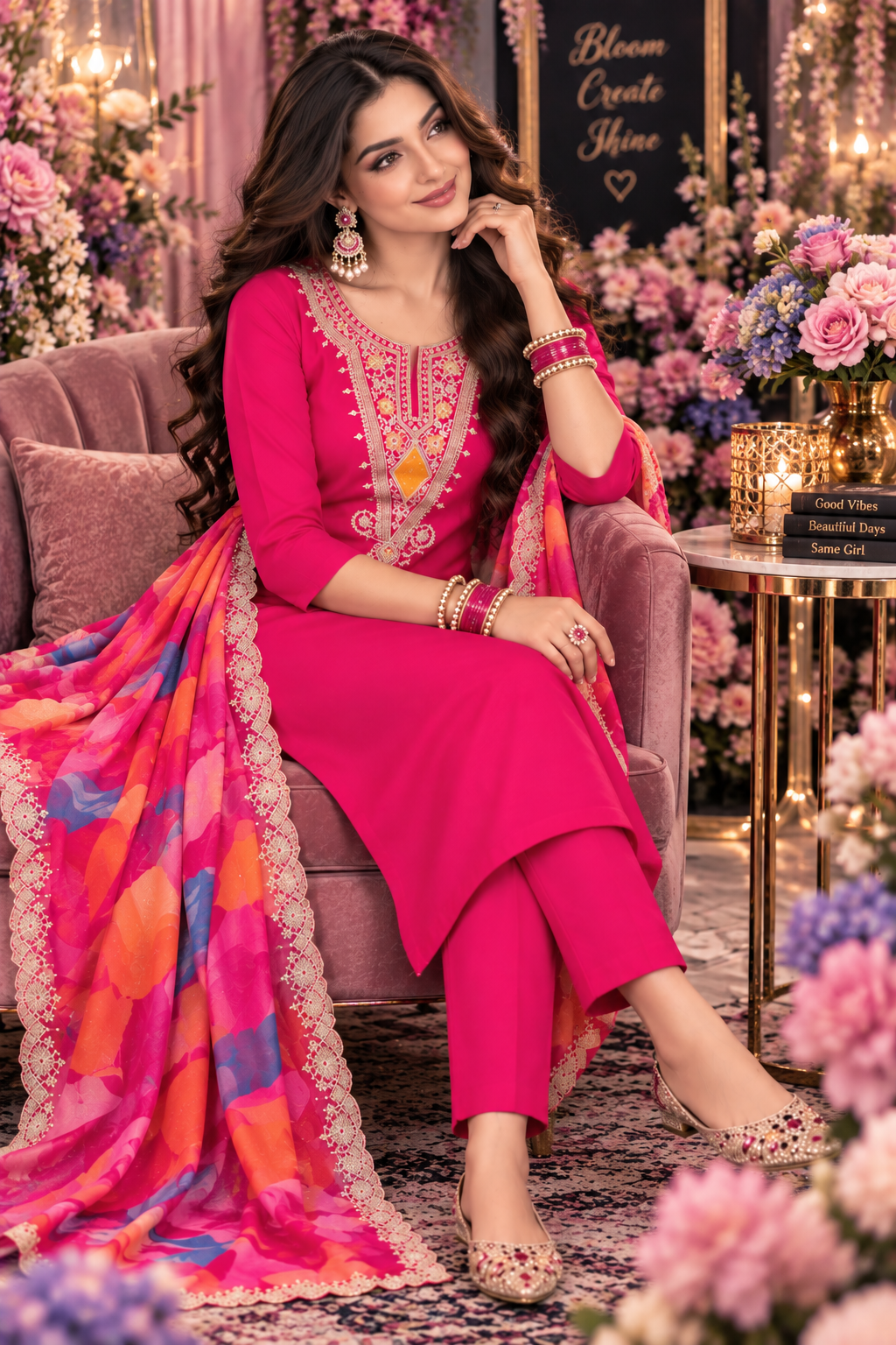 Bollywood désigner mariage salwar kameez rose taille 2xl Image principale du produit