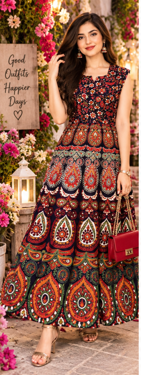 Bollywood désigner jaipuri coton robe taille xxl