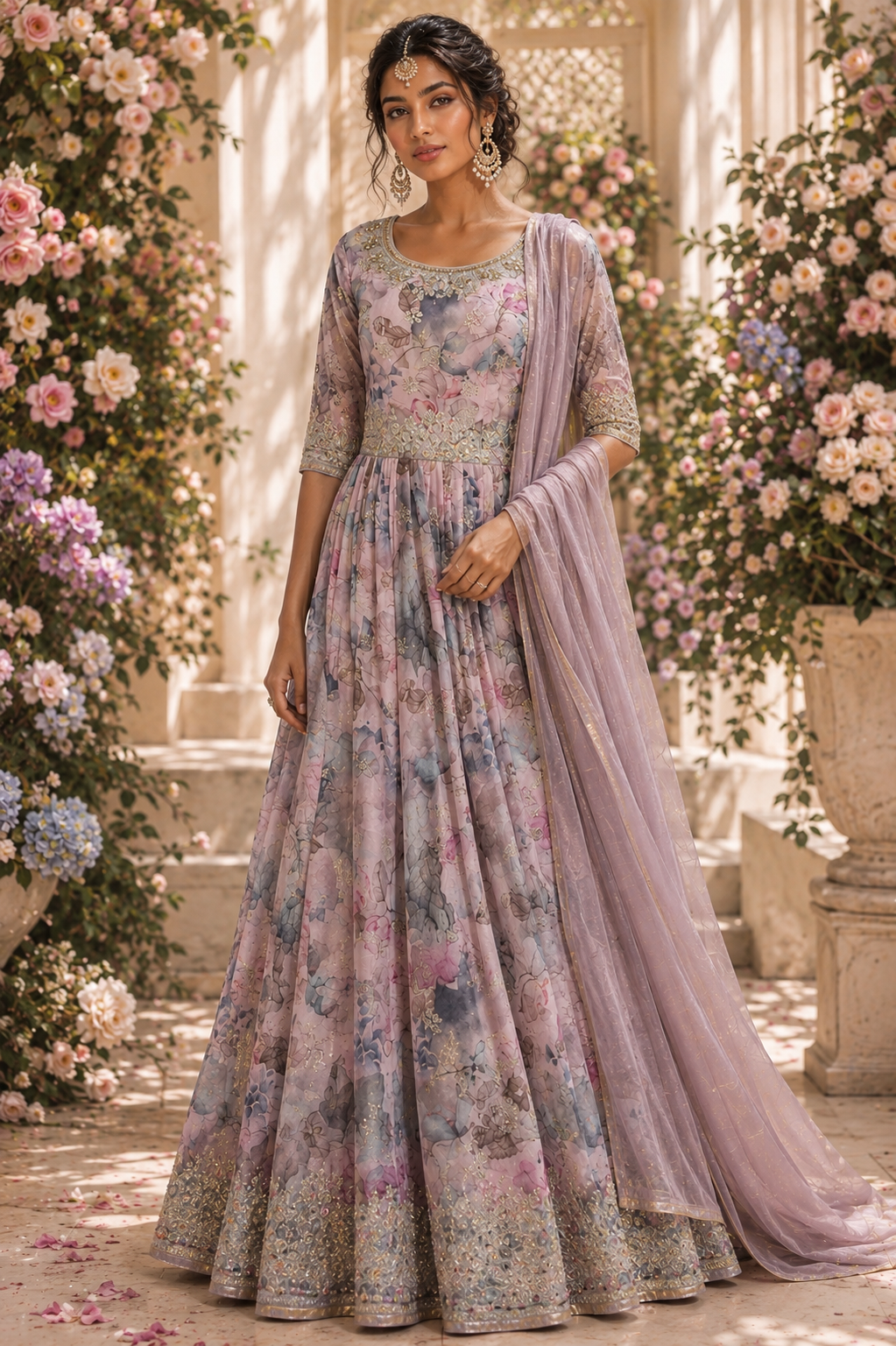 Bollywood désigner mariage robe avec shawl rose