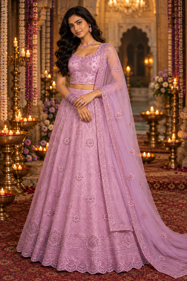 Bollywood désigner mariage lehanga choli rose taille 36/42