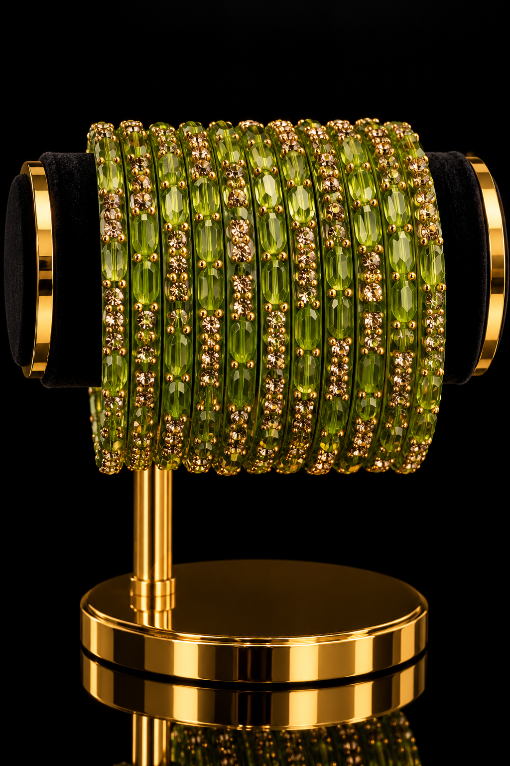 Indian bangles vert et doré taille 2.8 verre