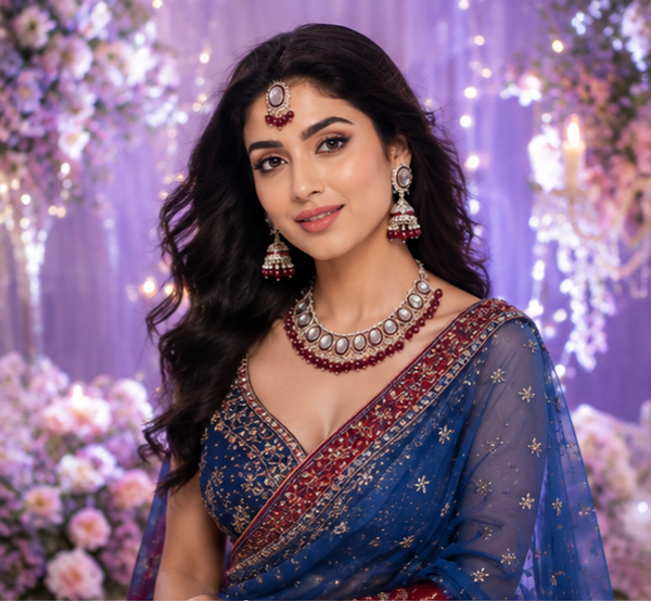 Bollywood désigner mariage parure bordeaux 3 pièces