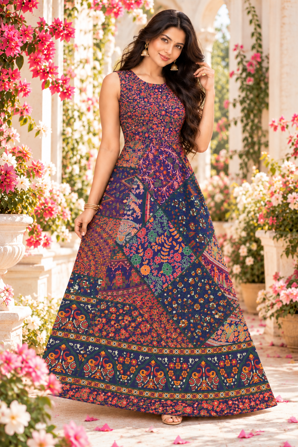 Bollywood désigner jaipuri robe coton multicolore taille 36/40 Image principale du produit