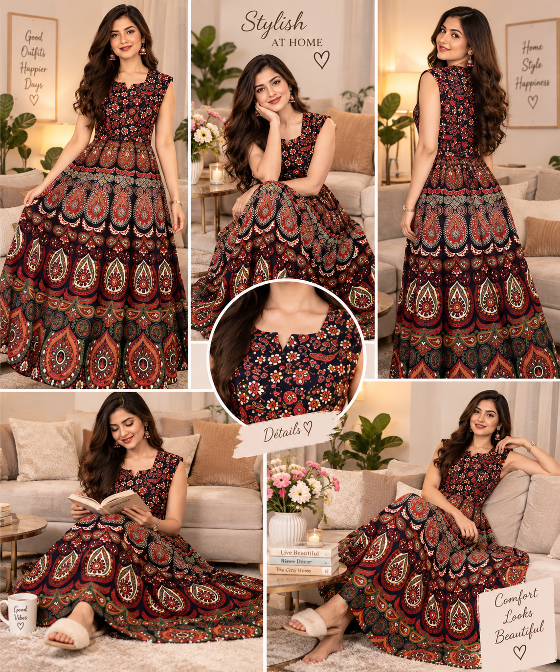 Bollywood désigner jaipuri coton robe taille xxl