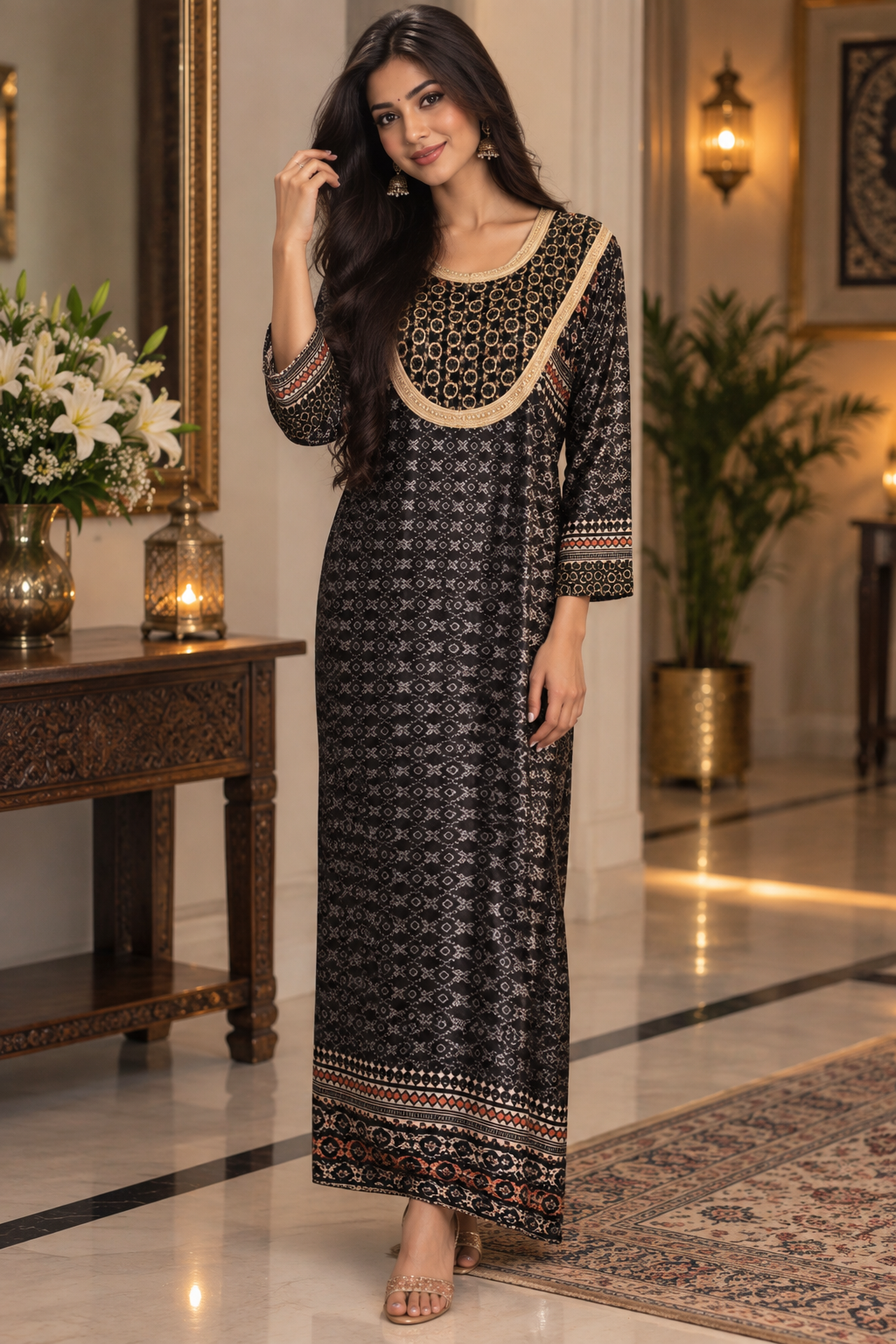 Bollywood désigner kaftan robe noir taille xl