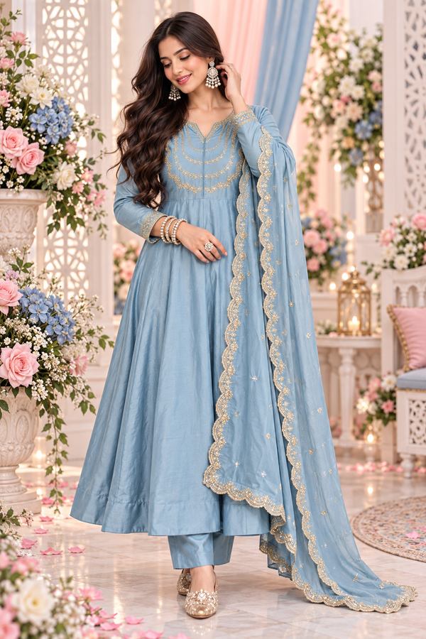 Bollywood désigner mariage salwar kameez bleu taille Xl