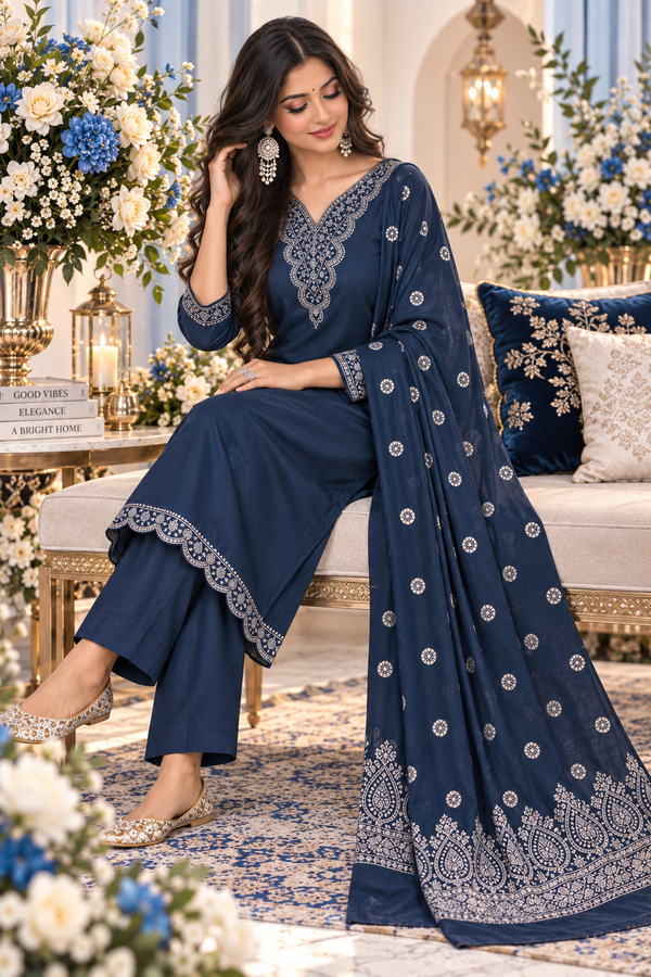 Bollywood design blue salwar kameez size M 3-piece