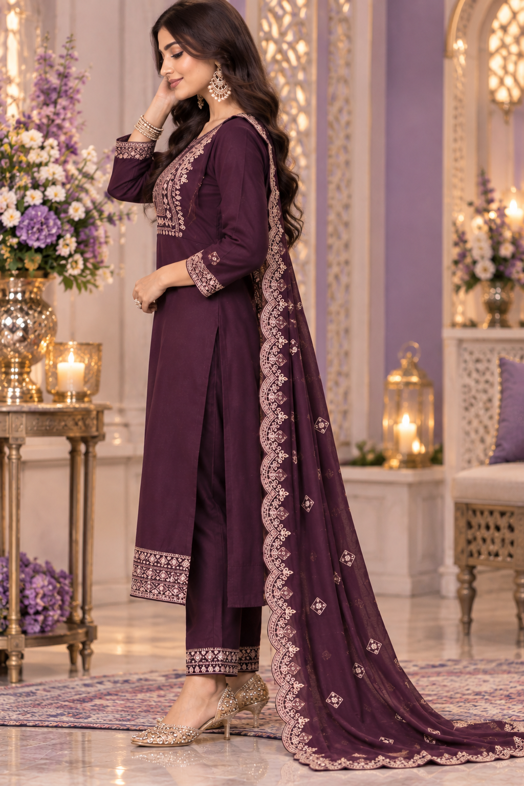 Bollywood désigner mariage salwar kameez violet taille xl