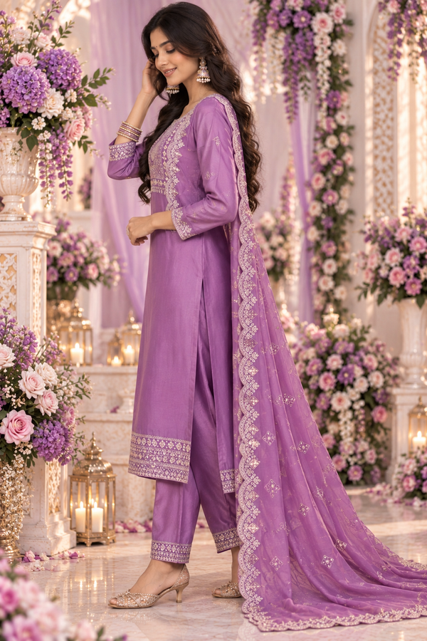 Bollywood wedding salwar kameez purple size L