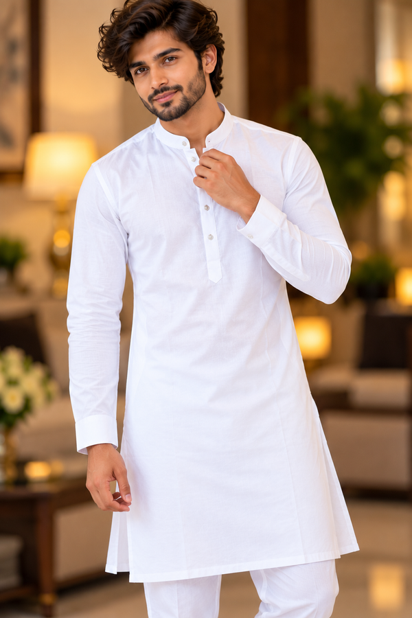 Indian kurta homme blanc taille 40 coton