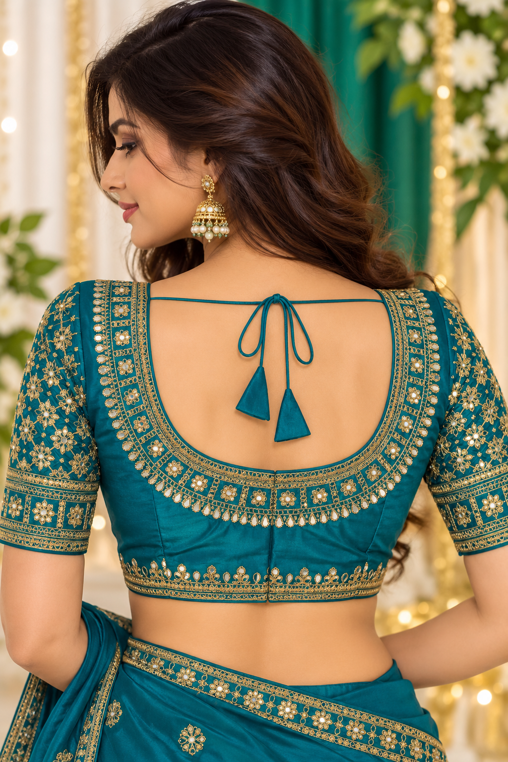 Indian désigner sari blouse vert taille 38/40
