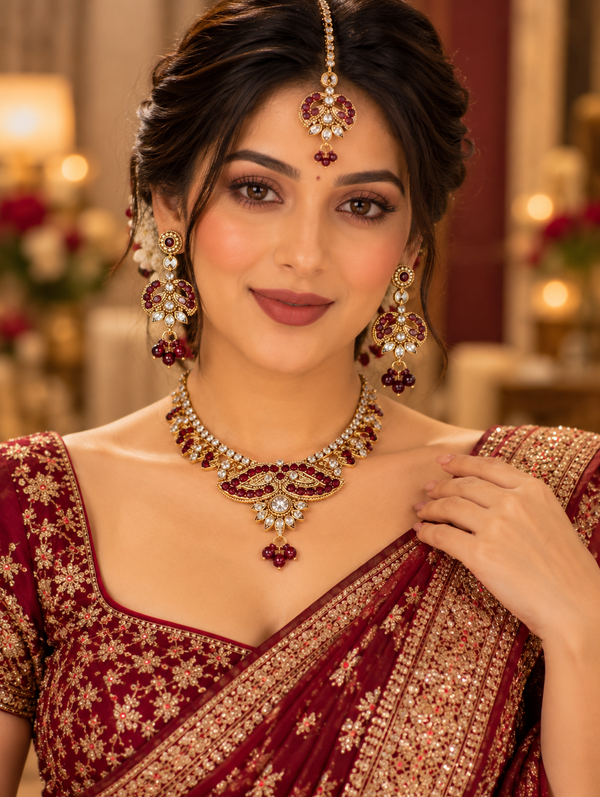 Indian désigner parure rouge et blanc