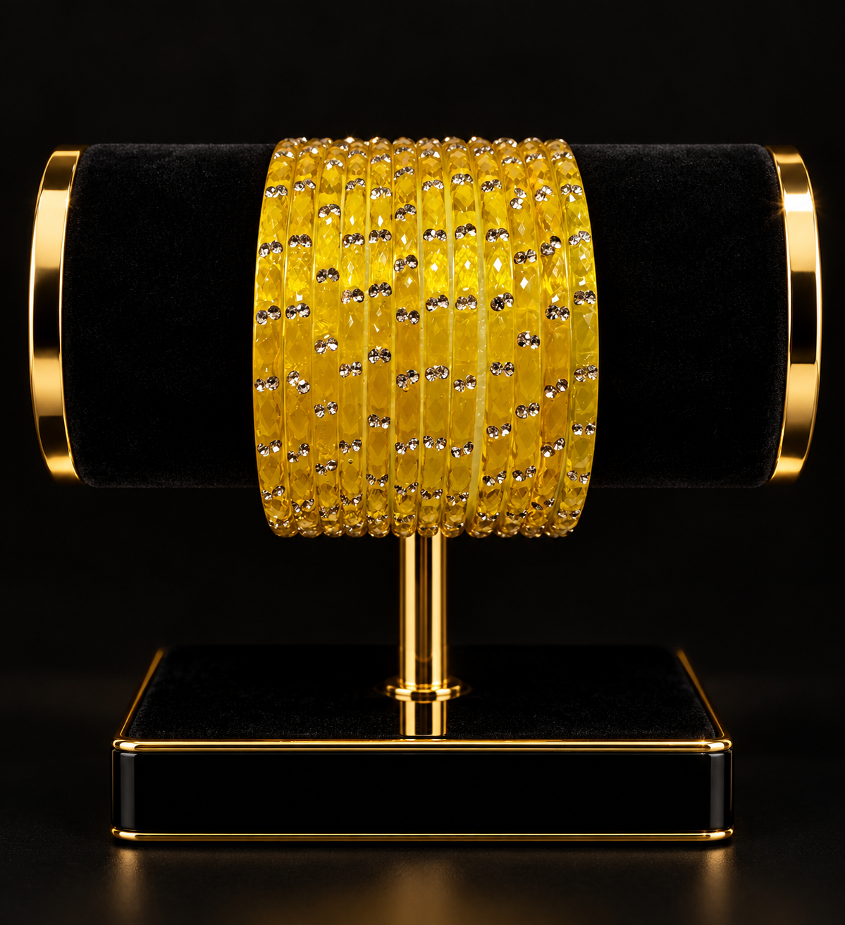 Indian raindrop glass bangles jaune taille 2.8