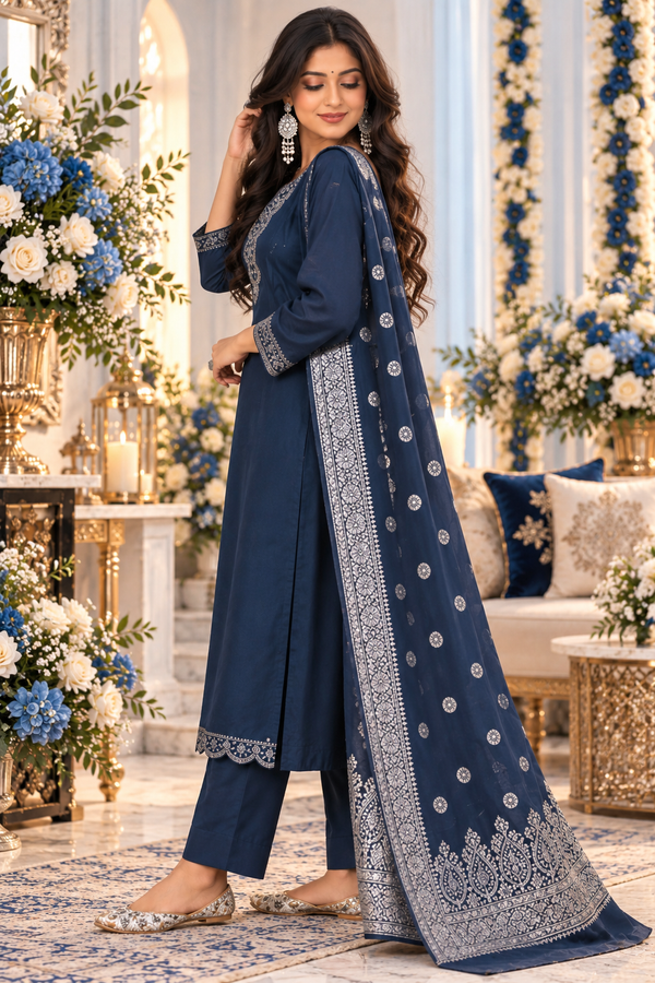 Bollywood design blue salwar kameez size M 3-piece