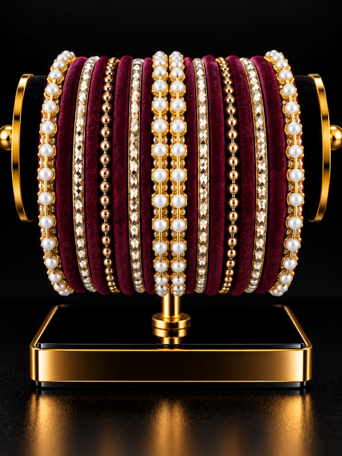 Indian bracelet bordeaux et doré taille 2.8